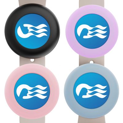 [4 Pack] Princess Cruise Medallion holder Watch Adapter, Silicone Princess Medallion Holder Accessories for Carnival Ocean Medallion, Also for Apple Airtag Dog Collar Holders (Black/Blue/Pink/Purple)