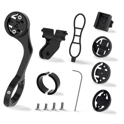 Bike Computer Mount for Garmin - Out Front Combo Mount for Wahoo Elemnt Bolt Roam Mini, Extended Mount for Bryton Cateye GoPro and Flashlight - Bike Handlebar 24.5mm 31.8mm