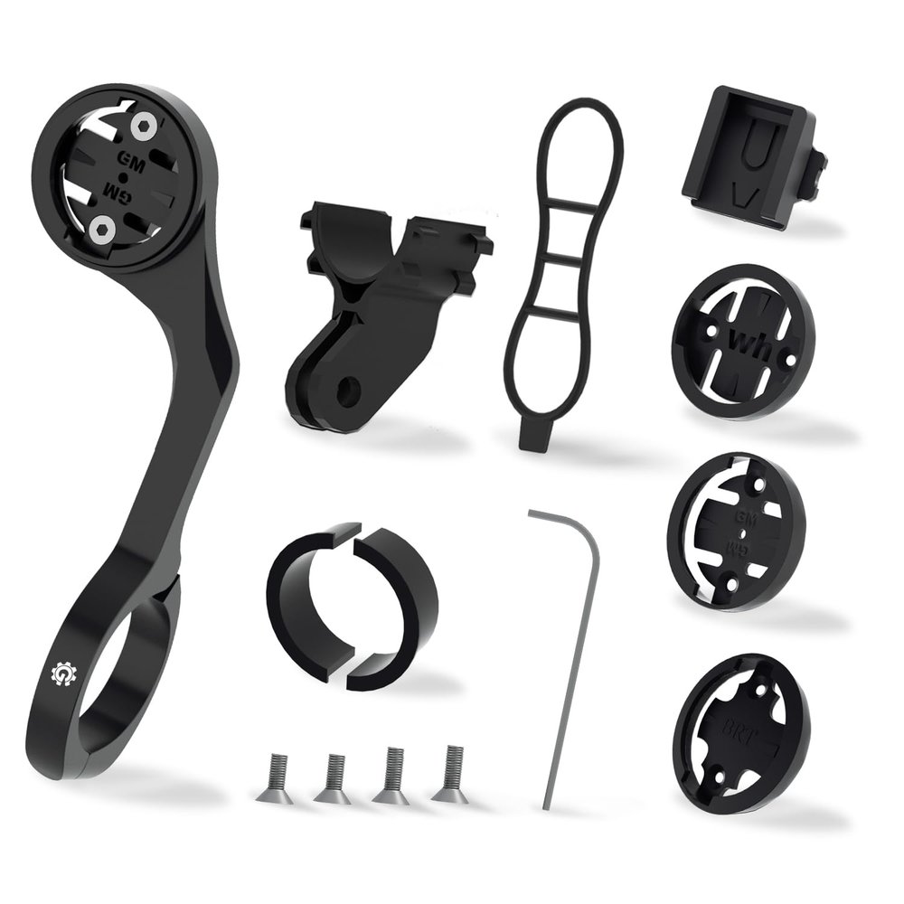 Bike Computer Mount for Garmin - Out Front Combo Mount for Wahoo Elemnt Bolt Roam Mini, Extended Mount for Bryton Cateye GoPro and Flashlight - Bike Handlebar 24.5mm 31.8mm