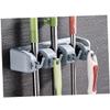 Cabilock Multifunctional Mop Holder with Buckles Hooks Wall-Mounted Broom Hanger for Kitchen Bathroom and Home Organization Easy Installation Grey Color view 4