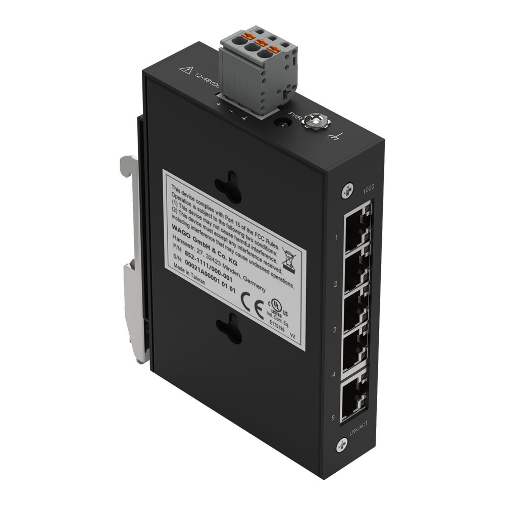 WAGO 852-1111/000-001, Industrial-ECO-Switch; 5-Port 1000Base-T; Black
