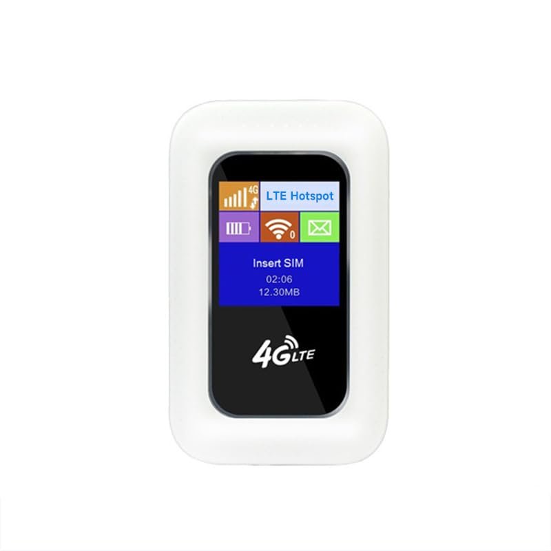 HOSAYA R801 Portable WiFi Modem Color LCD Display Built-in Battery 4G LTE SIM Card Router 10 WiFi Users High Speed Portable Travel Hotspot Mini Router Unlocked 4G mifi (R801)
