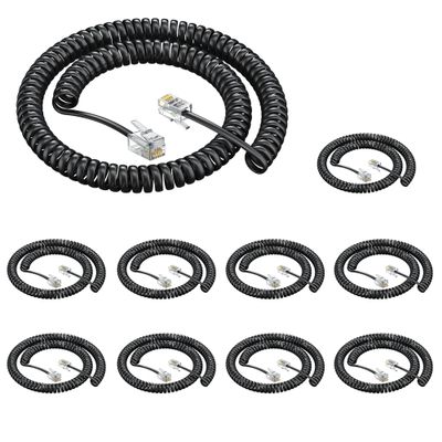 Ubramac RJ9 4P4C Telephone CordTelephone Handset Cord,Coiled Wire 10 Pack 8Ft Uncoiled / 1.4Ft Coiled Landline Phone Handset Cable RJ9 4P4C Telephone Accessory -10 Pack
