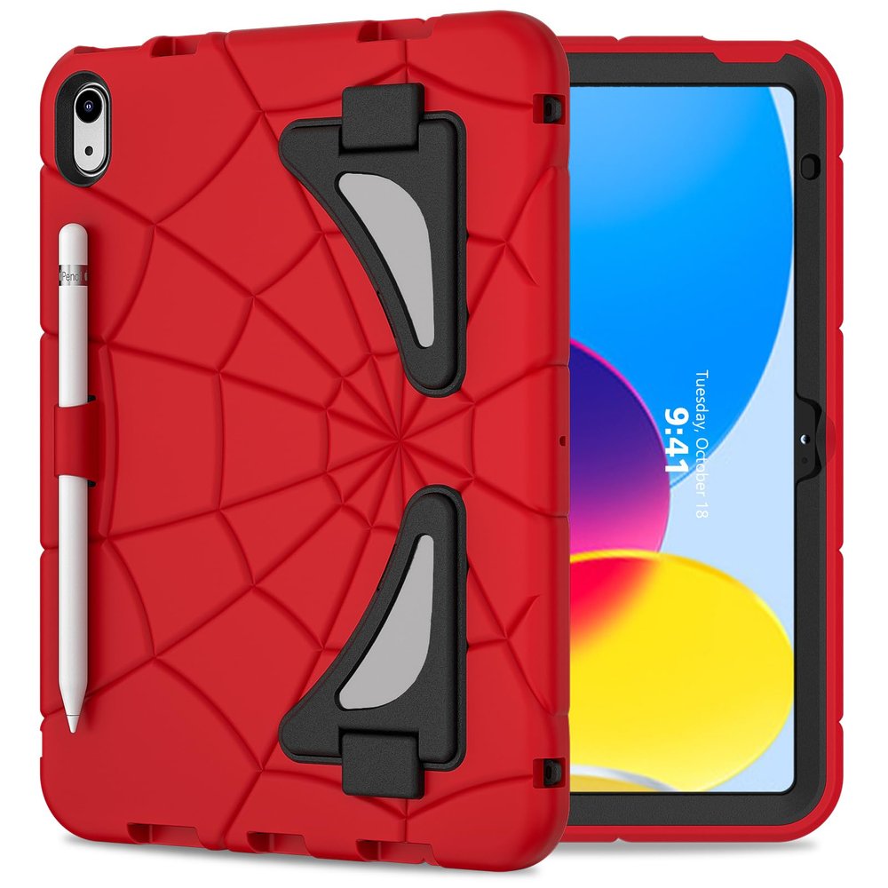 AKABEILA Compatible with Apple iPad 10th 2022 Tablet CaseLightweight Shockproof Rugged Protective Cover with Kickstand for Kids Children Boys Babies Red Black