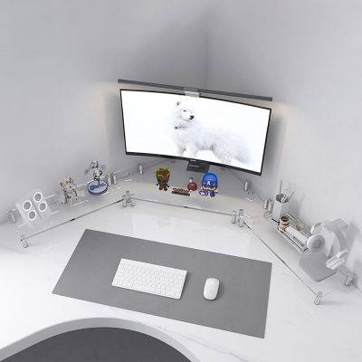Corner Monitor Stand Computer Screen Corner Riser for Desk 2 Screens, Acrylic Clear Monitor Screen Tv Stands Riser for Office, Nook Triangle Shelf for Reduced Neck Strain ( Size : 5.7cm (2 1/4") )