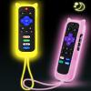 2Pack ONEBOM Cover for Roku Remote with Cat Ears Design,Silicone Skin Case Compatible with Hisense/TCL Roku TV,Steaming Stick/Express,Universal Controller Glow in The Dark(Glow Pink&Glow Yellow) view 1
