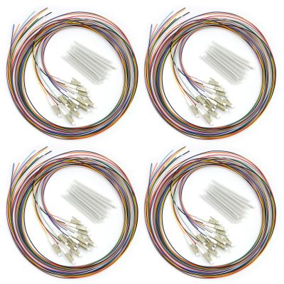 Bangun 4Pack 12 Strand Multimode OM3 50/125 LC-UPC Fiber Pigtail, 1.5 Meters LC-OM3 Fiber Optic Pigtail, Includes 48 Fiber Optic Fusion Splice Protective Shrink Sleeves