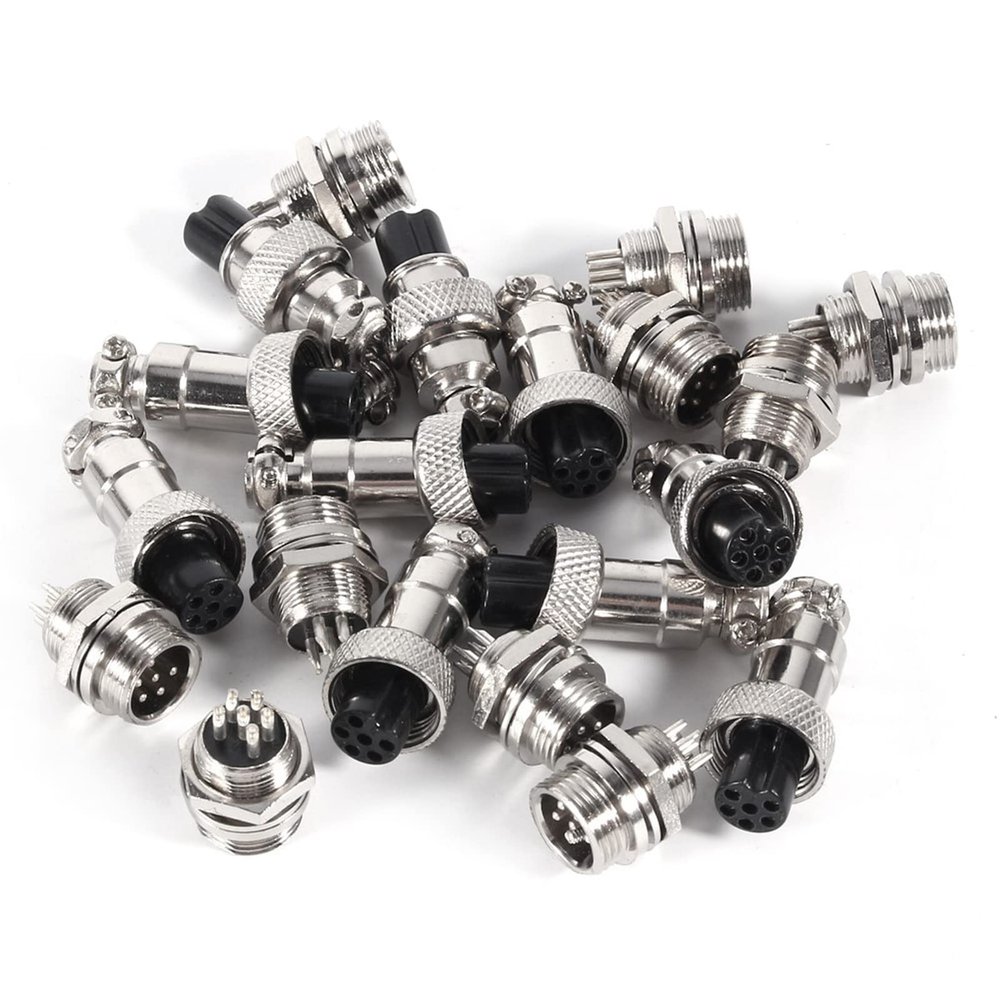 10 Set GX12 Aviation Plug Connector, 6Pin 12mm Aviation Plug Male Female Metal Socket Connector for Aviation Electronic Connector