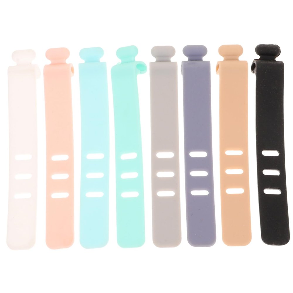 Angoily 8pcs Reusable Silicone Cable Ties Cord Organizer Straps for Multi for Wire Management and Easy Storage