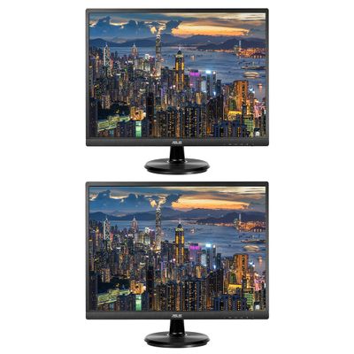 ASUS VA27EHE 27-inch 1080P 75 Hz Full HD LED Backlit LCD Monitor, 2-Pack Bundle with VGA, HDMI, Eye Care, Ultra-Low Blue Light, Black