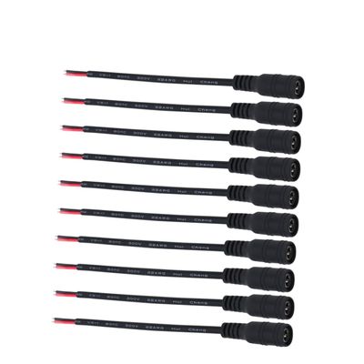 Angoily 10pcs Female Power Connector Jack Adapter for CCTV Black Cable for Easy Installation and Power Supply Suitable for Security Camera Accessories