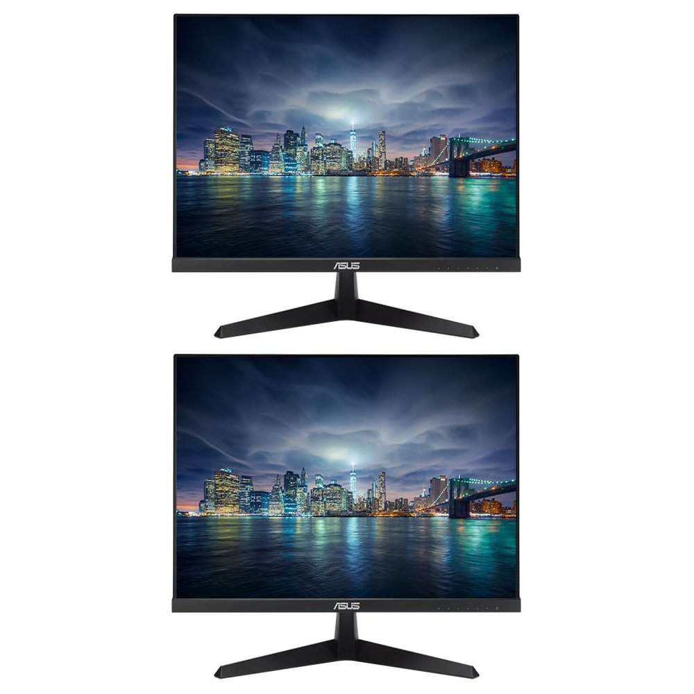 ASUS VY249HE 24-inch 1920 x 1080 FHD 75 Hz 1 ms LCD Everyday Monitor, 2-Pack Bundle with Adaptive-Sync, Eye Care Plus, Color Augmentation, VGA, HDMI, Black