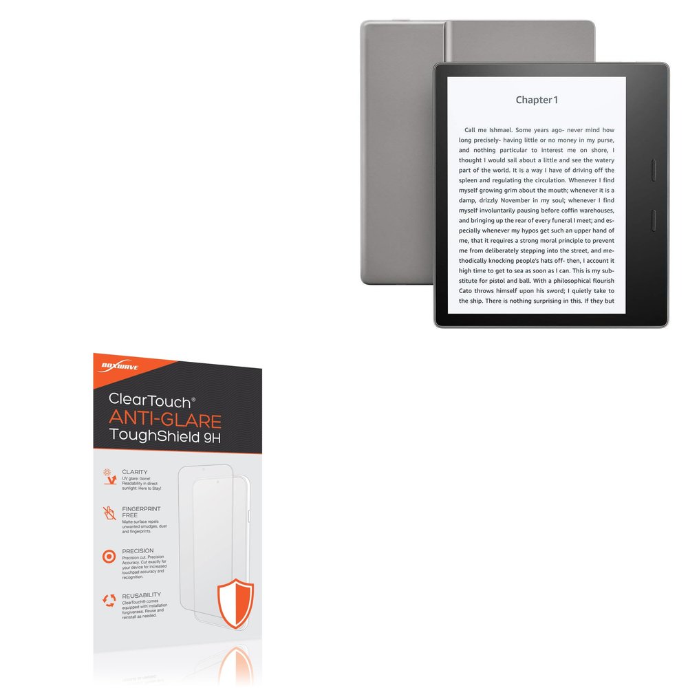 BoxWave Screen Protector Compatible with Amazon Kindle Oasis (2nd Gen 2017) - ClearTouch Anti-Glare ToughShield 9H (2-Pack), Anti-Glare 9H Tough Flexible Film Screen Protector