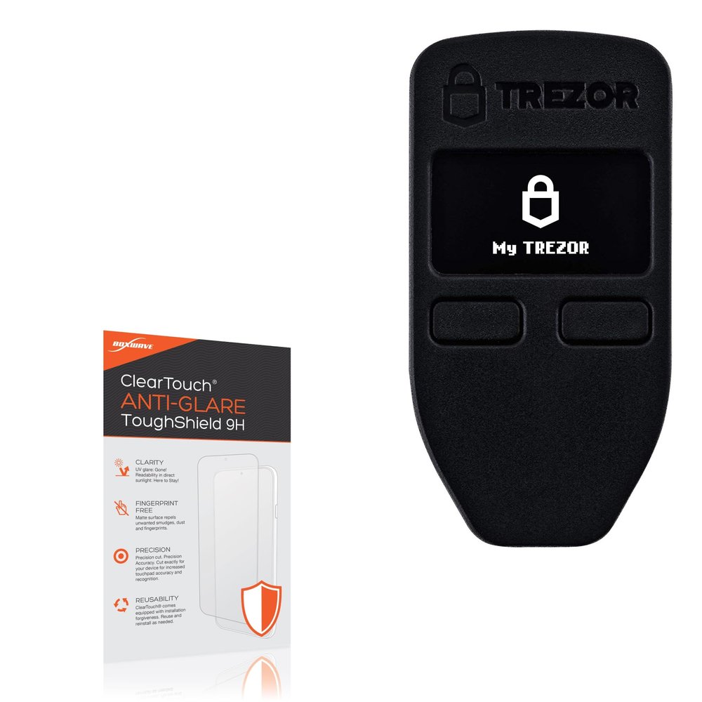 BoxWave Screen Protector Compatible with Trezor One - ClearTouch Anti-Glare ToughShield 9H (2-Pack), Anti-Glare 9H Tough Flexible Film Screen Protector