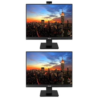 ASUS BE24EQK 24-inch 1080P FHD Frameless IPS Business Monitor, 2-Pack Bundle with Full HD Webcam, Mic Array, Speakers, DisplayPort, HDMI, Black