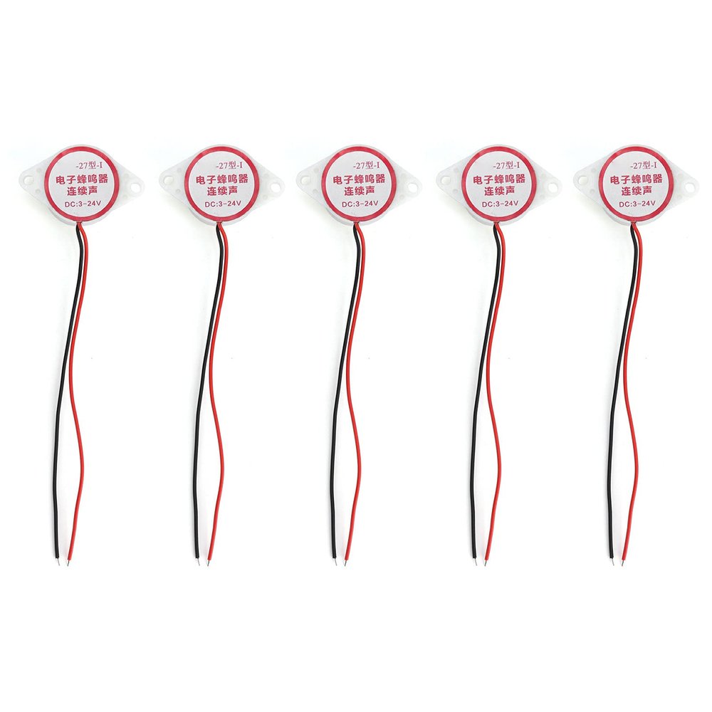 5Pcs Alarm Buzzer SFM-27I Mini Continuous Beep Piezo Wired Connector Active HighDecibel Sounder Alarm 95dB DC324V (White)