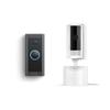 Ring Pan-Tilt Indoor Cam, White with Ring Video Doorbell Wired, Black view 1