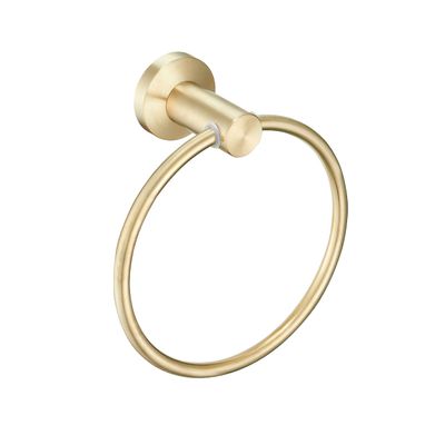 LEIXIUSM Modern Roung Towel Holder Wall-Mounted Gold Brushed Towel Rack Bathroom Accessories Home Decoration