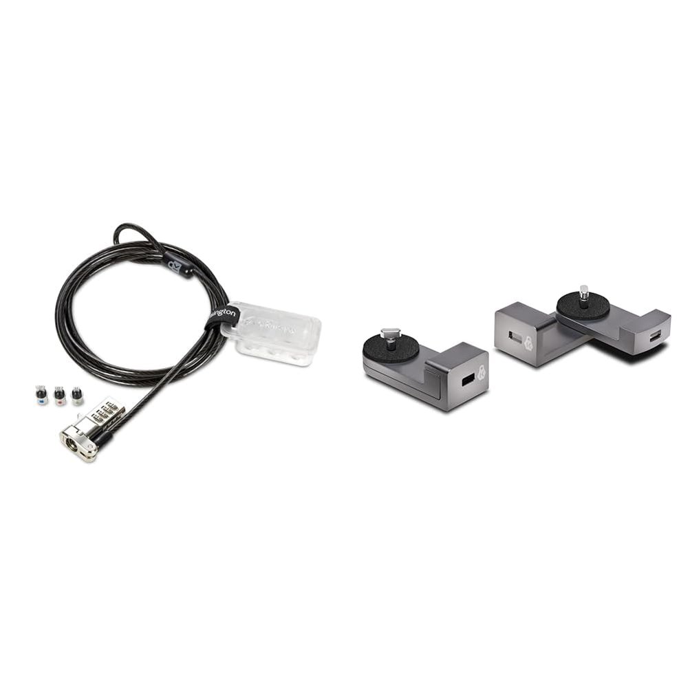 Kensington Universal 3-in-1 Combination Laptop Lock, Computer Security Locking Cable - Resettable Version (K62316WW), Black & Lock Designed for Mac Studio Locking Adapter Mac Studio Mount (K65101WW)