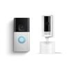 Ring Pan-Tilt Indoor Cam, White with Ring Battery Doorbell Plus, Satin Nickel view 1