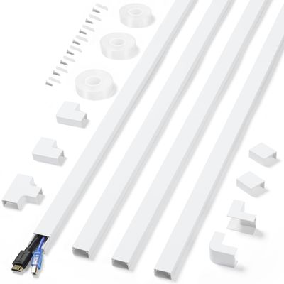 Cord Covers for Wires on Wall Extra-Long, 13.12ft TV Cord Hider Kit, Paintable Cable Management Concealer, White Cord Raceway Channel, 4 x L39in x W0.95in x H0.55in