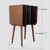 JCHENGS Record Player Stand,Turntable Stand Holds About 100 Albums,Mid-Century Vinyl Storage Cabinet Table with Wood Legs,Record Player Holder Dispaly Shelf for Living Room (Black Walnut) view 2