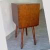 JCHENGS Record Player Stand,Turntable Stand Holds About 100 Albums,Mid-Century Vinyl Storage Cabinet Table with Wood Legs,Record Player Holder Dispaly Shelf for Living Room (Black Walnut) view 3