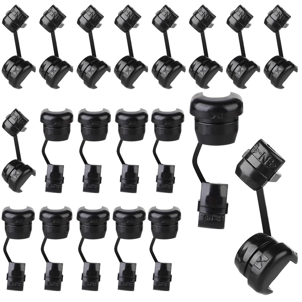 20PCS Electric Cable Protection Cord Buckle Black Wire Cover Round Nylon Cable Strain Relief Bushing Wire Strain Relief Bush Cord Grommet 6N-4 4N-4