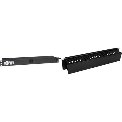 Tripp Lite Basic PDU, 15A, 13 Outlets (5-15R), 120V, 5-15P Input, 15 ft. Cord & StarTech.com Horizontal 2U Server Rack Cable Management Finger Duct w/Cover - 19" Network Rack Wire Duct Race