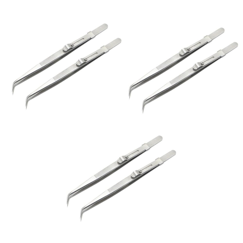 NOLITOY 6pcs Thickened Pointed Tweezers Kit Steel Tweezers Set Multifunctional for Manicure Jewelry Diy Repair
