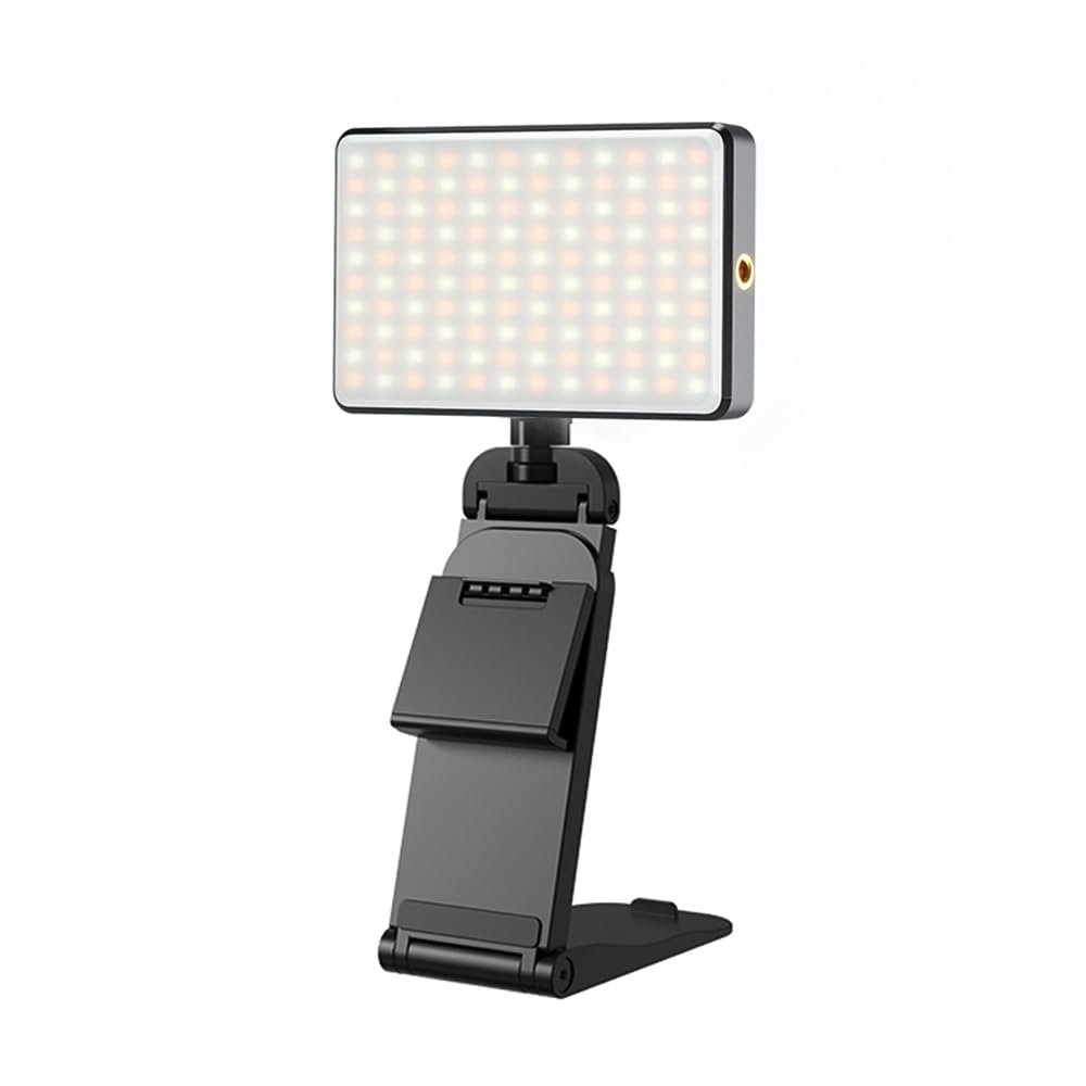 Andoer Video Conference Lighting Bi-Color LED Light Portable Vlog Light 120pc Beads CRI95 2500K-9000K Color Temperature Mini Photography Lamp with Light Stand for Online Meeting Live Streaming Selfie