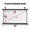 Xnyaizyc Portable Projector Screen 60 72 80 Inch, Wall & Ceiling Mounted HD Projection Screen with 4:3 Ratio 16:9 Ratio, Movie Screen for Home School Cinema Theater Outdoor Indoor (Size : 72"" (4:3)) view 4