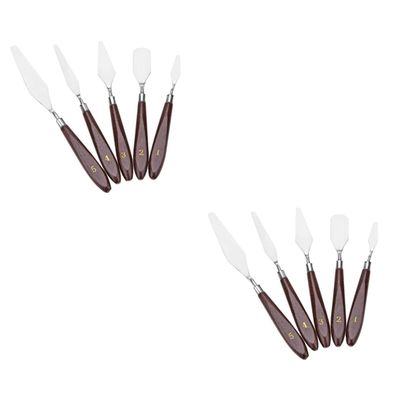 Tofficu 2sets Mixing Scraper for Artists Oil Painting Spatula Set Smooth Handles for Hand Feeling Versatile for Ceramics Pottery 5pcs*2
