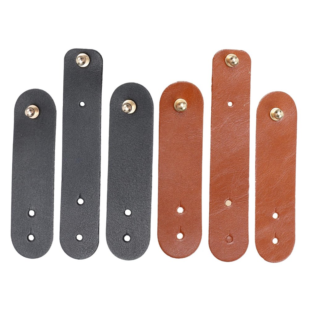 Angoily 2sets Leather Cable Straps Earphone Winder Usb Cord Organizer Cable Holders Management for Home Office