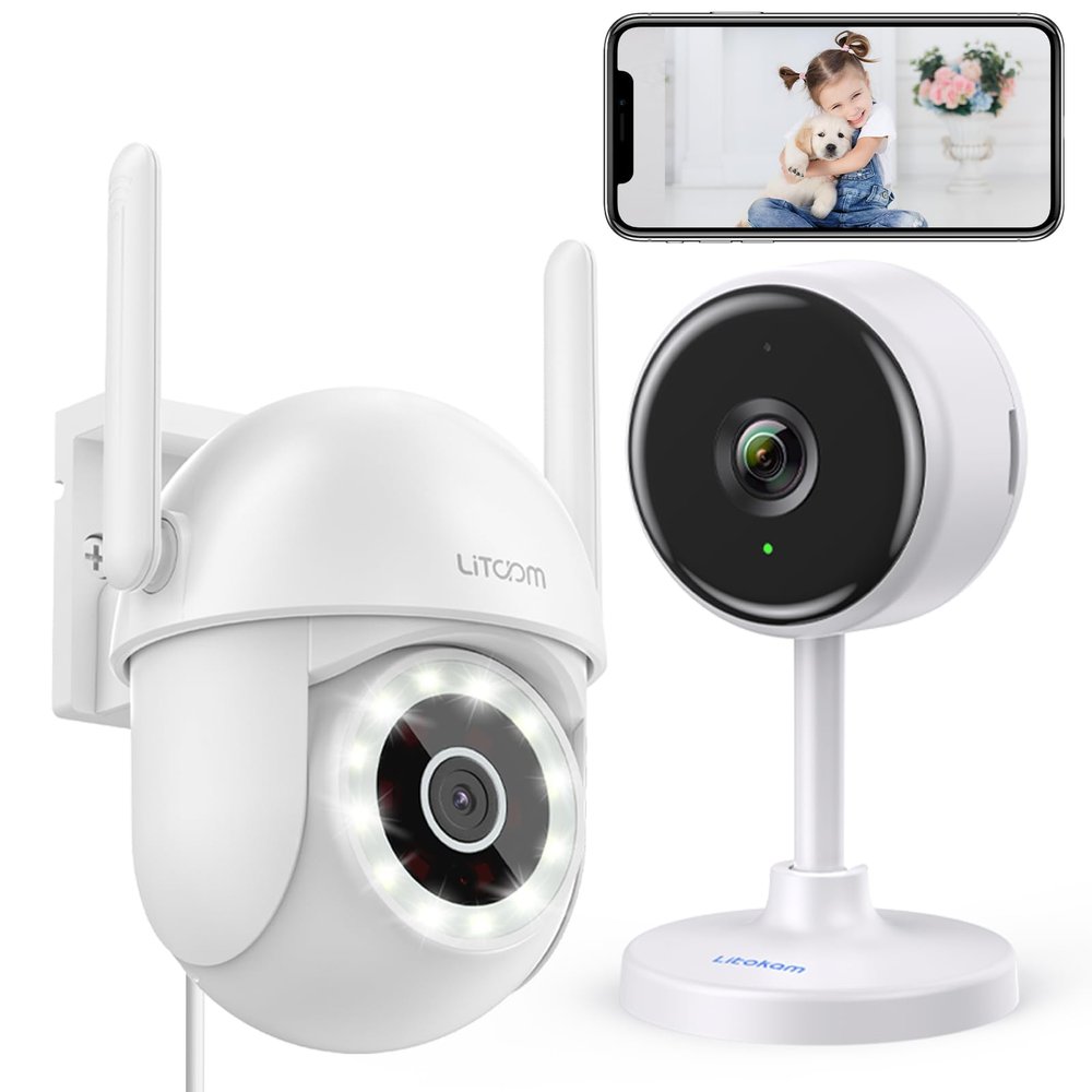 litokam Indoor Security Camera 1 Pack & 4 MP Outdoor Camera Wireless