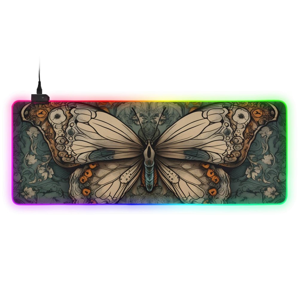 NFMILI Butterfly Elegant RGB Mousepad Led Mouse Pad, Large Gaming Mouse Pad, Large Led Keyboard Pad 15 Light Modes