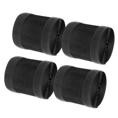MECCANIXITY Carpet Cord Cover 9.8 Ft x 4" Grip Floor Cable Protector Management for Commercial Carpet and Loop Style Rugs Prevent Tripping Nylon Polyester Blend Black 4Pcs