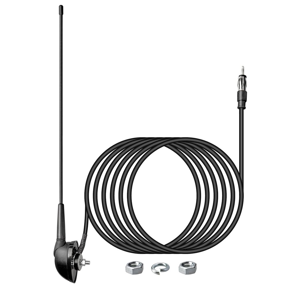 Anina 16 Inch AM/FM Universal Top/Side Mount Antenna for Vehicle Truck Boat ATV UTV RV Motorcycle, 16" Car Radio Aerial Replacement Mast w/Mount Base and Extension Cable for Stereo Receiver Head Unit
