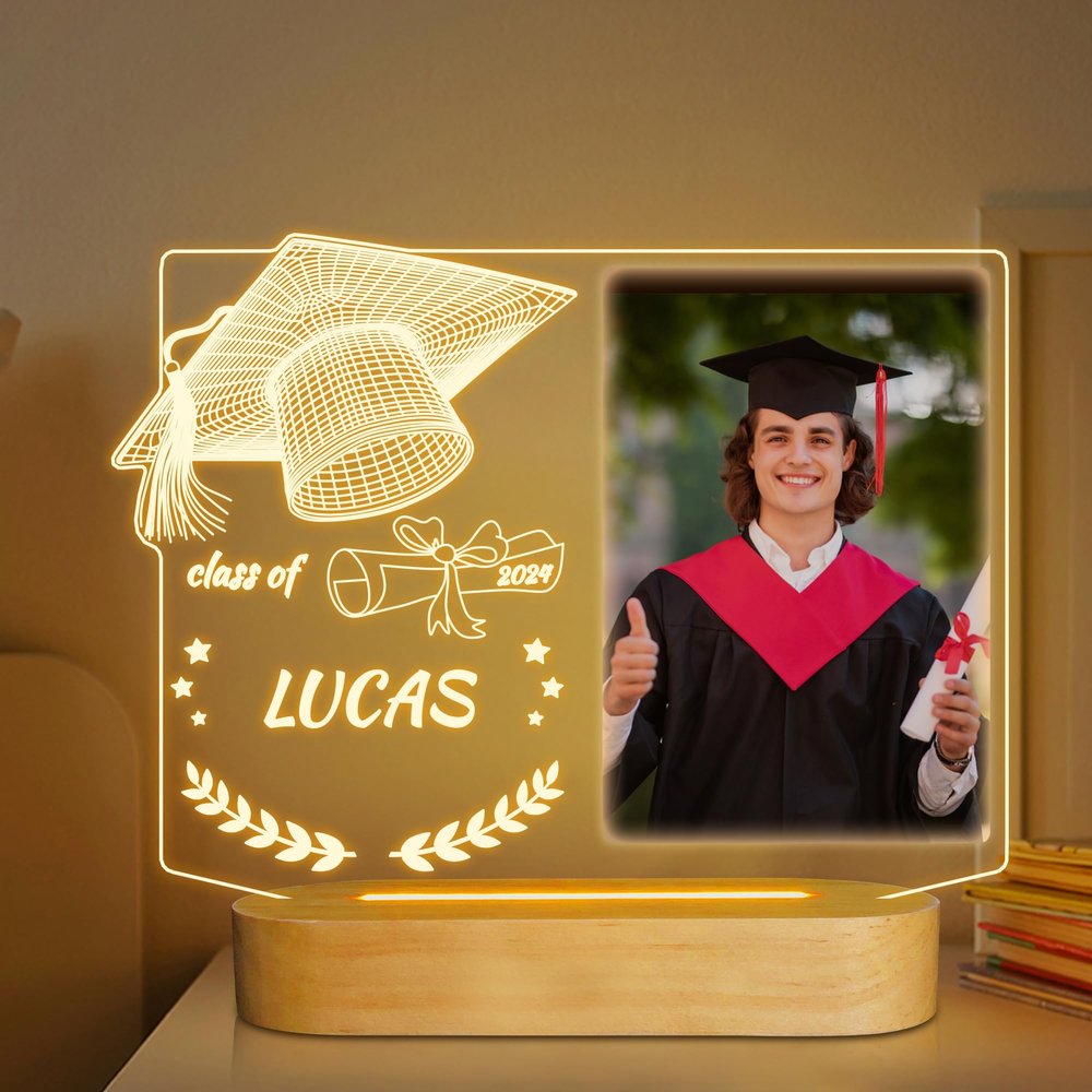 Light up Picture Frame, Attivolife Gradutaion Customization 4x6 Inches Acrylic Photo Frame with LED Night Light Desktop Decor Best Gifts for High Middle School College Graduate Friends Classmates Teen