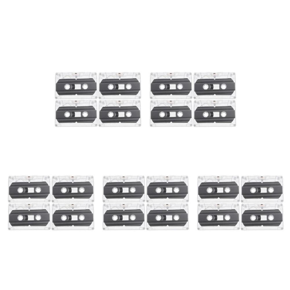 OSALADI 20 Pack Blank Audio Cassette Tapes 30-Minute Recordable Empty Cassette Tapes with Transparent Shell for Voice Recording Music Teaching Materials DIY Projects