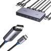 UGREEN 8K Displayport KVM Switch DP 1.4 with 4 USB 3.0 Ports (3 USB-A + 1 USB-C) Bundle with UGREEN USB C to DisplayPort 1.4 Cable 8K@60Hz 4K@240Hz Thunderbolt 4/3 to DisplayPort Cord view 1