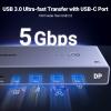 UGREEN 8K Displayport KVM Switch DP 1.4 with 4 USB 3.0 Ports (3 USB-A + 1 USB-C) Bundle with UGREEN USB C to DisplayPort 1.4 Cable 8K@60Hz 4K@240Hz Thunderbolt 4/3 to DisplayPort Cord view 4