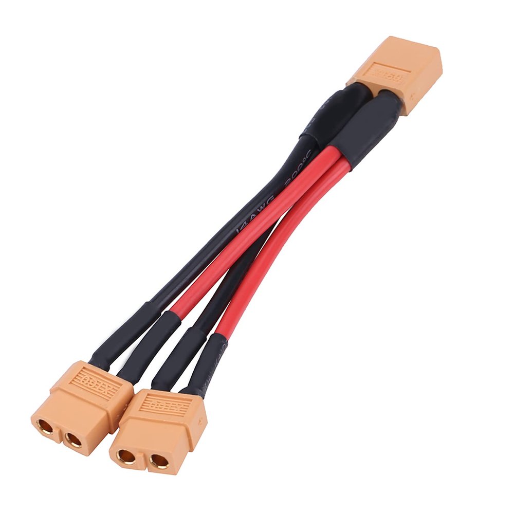 MUNEFE XT60 Parallel Cable, M Fem RC Connector Adapter, Parallel Splier Cable Dual Extension for RC Baery(1 M and 2 Fem)