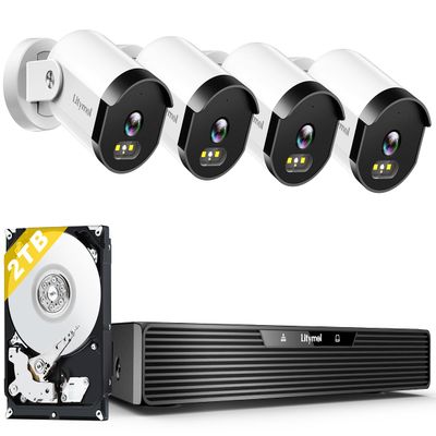 LITYMOL Home Security Camera System, 3K/5MP Wired 4-Cam Kit with AI Human/Vehicle Detection, Color Night Vision, 2-Way Audio, 4K 8CH NVR with 2TB HDD for 24/7 Recording, Remote Access, No Monthly Fee