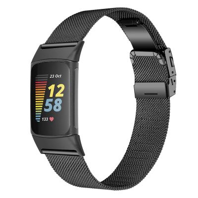 Gimuk Straps Compatible with Fitbit Charge 6/Charge 5, Mesh Loop Stainless Steel Replacement Watch Strap Band, Women's S/L