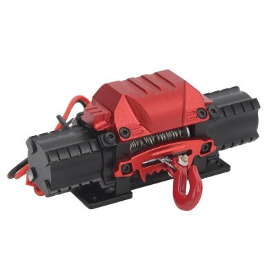 MUNEFE RC Car Winch, iversal Simulation Winch with Motor, Simulation Climbin Car Winch for SCX10 D90(Black)