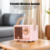 ASHATA Retro Bluetooth Speaker Pink, Compact Vintage Bluetooth Speaker Built in Card Radio for Outdoor Desk Bedroom Office Party view 2