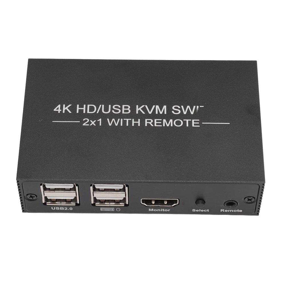 GOWENIC KVM for HDMI 4 Port Box, for HDMI KVM 1 Display 2 Computers Share Support 4Kx2K KVM with 2 USB Cables, 4 USB 2.0 Port, Support Mouse Printer