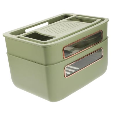 Angoily Router Cable Management Storage Box Design with Ventilation Anti-Skid Base and Buckle Fixation for Organized Power Strips and Cables Green
