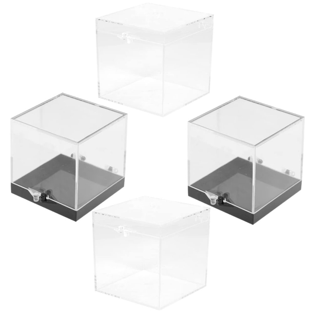 Angoily 8pcs Transparent Storage Boxes Square Cube Organizers for Displaying Natural Mineral Specimens for and Daily Use Base Clear